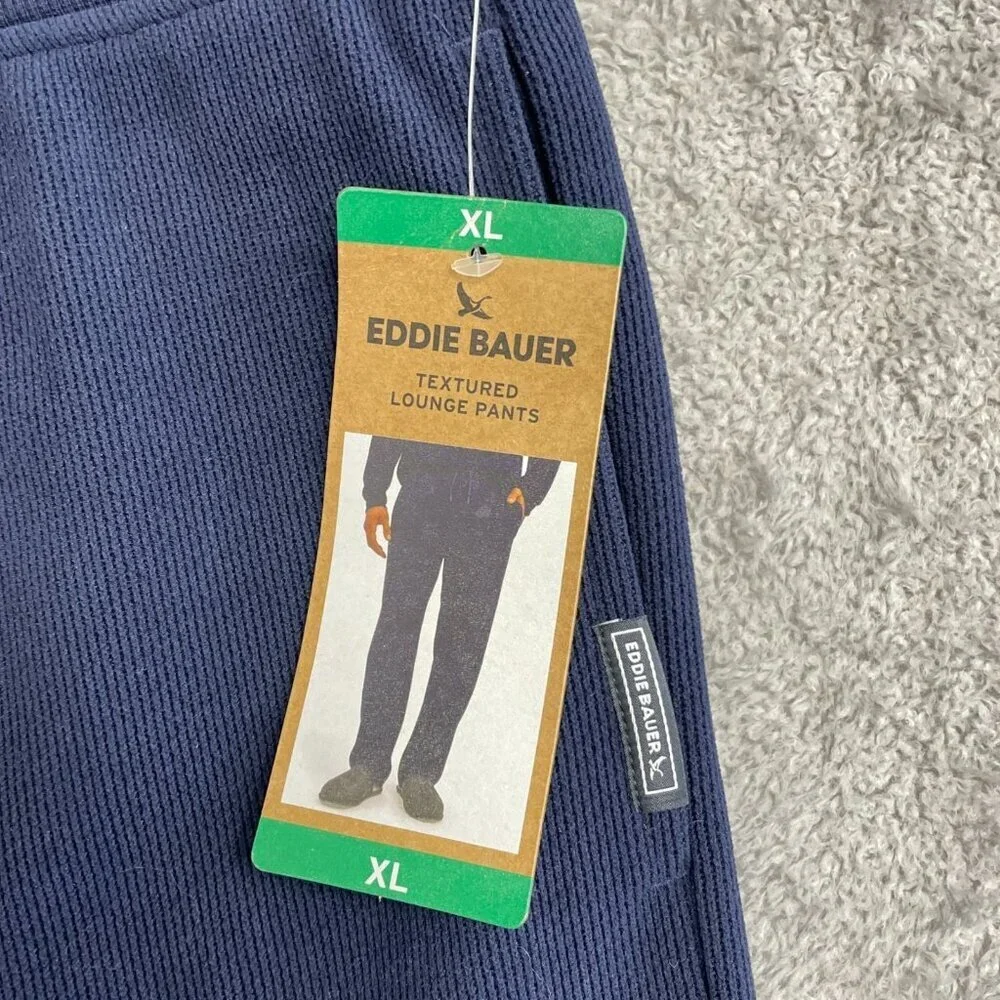 💥   Men's XL Textured Lounge Pants Navy Blue Polyester Blend i1695